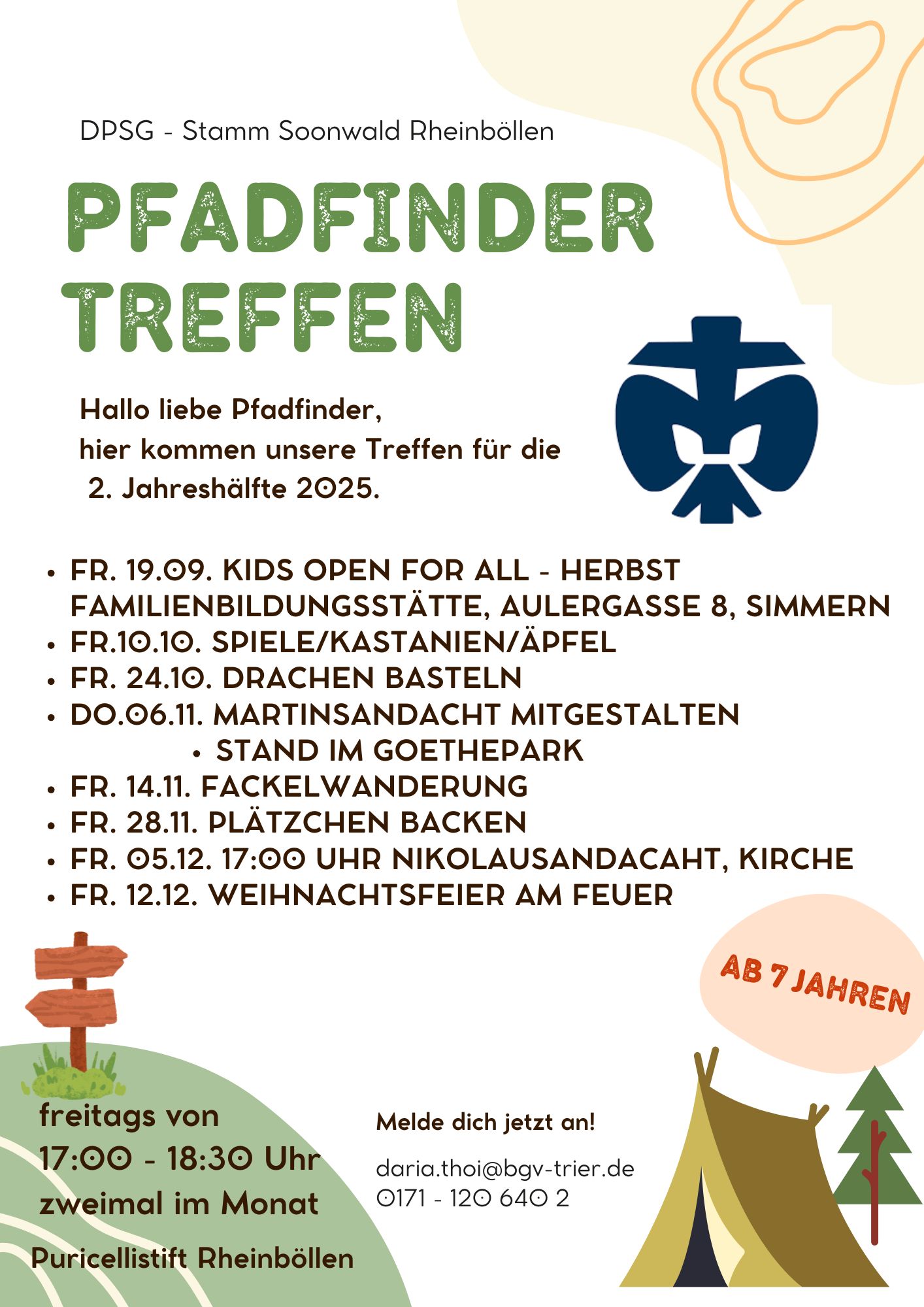 Plakat Pfadfinder Treffen 2. Halbjahr 2025 DPSG-Stamm Soonwald Rheinböllen