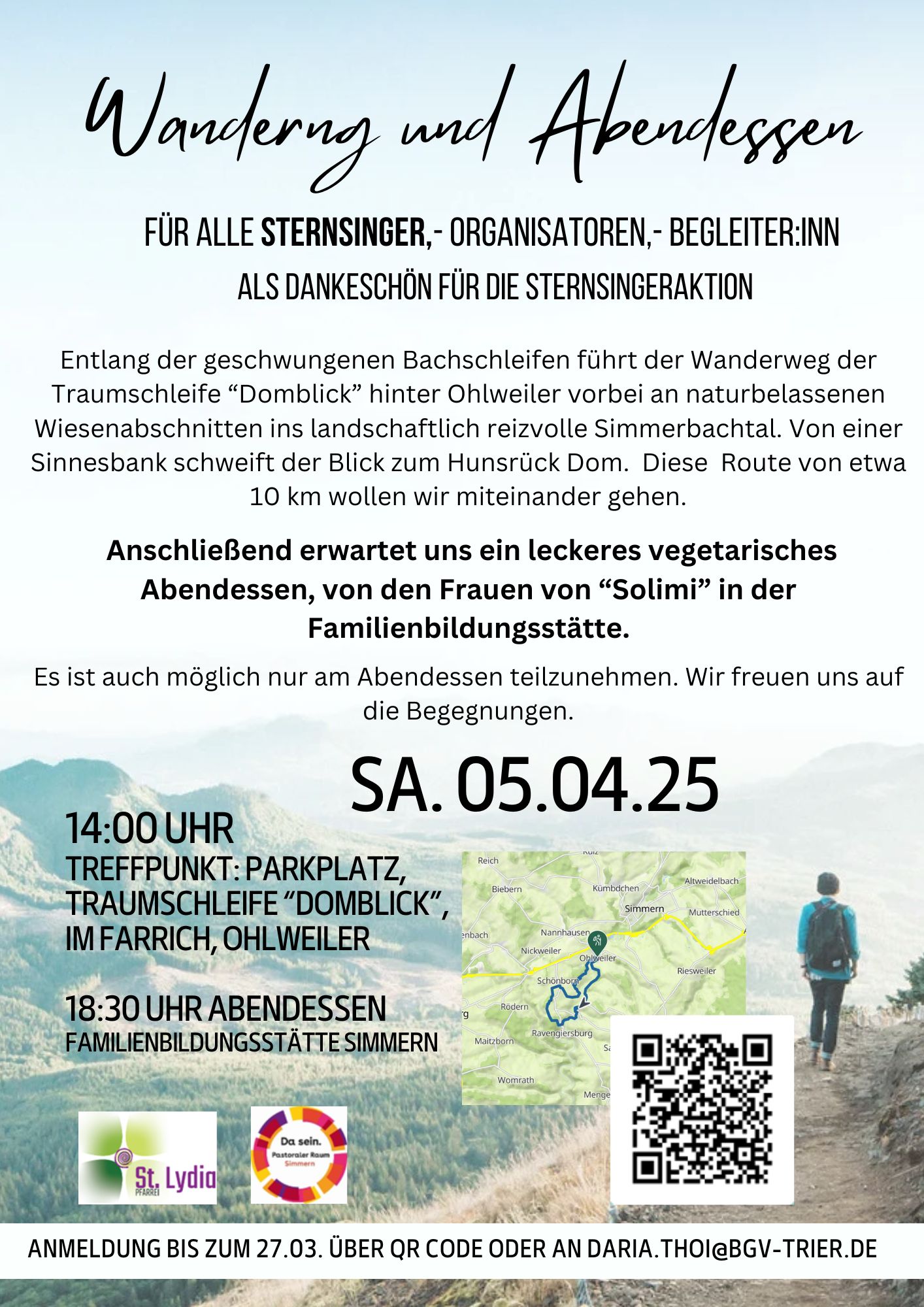 Wanderung und Abendessen mit allen Sternsingernaktreuren und Begleitern